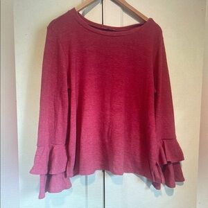Women's Ruffled Sleeve Top - Red